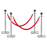 Garvee Stahlpfosten 95 cm mit Samtseilen – Elegante Absperrung für Events & Veranstaltungen - Rot