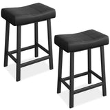 Garvee Barhocker 2er-Set, 61 cm, PU-Leder, Gepolstert, Metallgestell für Kücheninsel & Bar - Schwarz