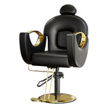 Garvee Friseurstuhl, 360° drehbar, für Friseursalon und Barbershop, Schwarz-Gold - Schwarz-Gold