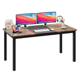 Garvee Großer Schreibtisch 160 × 80 × 75 cm, Computertisch mit geräumiger MDF-Arbeitsplatte, stabilem Metallrahmen und 159 kg Tragkraft für Homeoffice, Büro und Gaming - Braun & Schwarz