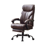 Garvee Ergonomischer Chefsessel mit Fußstütze, 90–135° Liegefunktion, verstärkter Polsterung, 227 kg Tragkraft und perforiertem Lederbezug, Braun - Braun