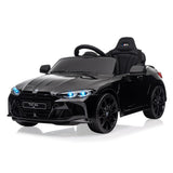 Garvee BMW M4 Kinder Elektroauto 12V, lizenzierter Elektro-Sportwagen mit Fernbedienung, Sicherheitsgurt, LED, USB/SD/Bluetooth, für Kinder 3–8 Jahre, Schwarz - Schwarz