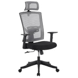 Garvee Ergonomischer Bürostuhl mit 2D-Kopfstütze, verstellbarer Lendenstütze und Armlehnen, Mesh-Schreibtischstuhl mit Wippfunktion, 159 kg Tragkraft - Schwarz & Grau
