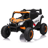 Garvee Kinder-Elektroauto UTV 12 V, 2 × 45 W, 2WD, mit Fernbedienung, EVA-Reifen, Federung, Sicherheitsgurt, LED und Musik, bis 8 km/h, Orange - Orange