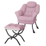 Garvee Relaxsessel mit Hocker aus Samt, bequemer Lesesessel mit Fußstütze, weiche Polsterung, Rosa, für Wohnzimmer & Schlafzimmer - Rosa