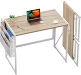 Garvee Kleiner Klapptisch 80x40cm Klappbar Für Homeoffice Schlafzimmer Balkon Schwarz Platzsparend - Naturholzfarbe Color
