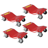 Garvee Auto-Rangierhilfe 4er-Set, 2.721 kg Gesamttragkraft, 5 mm Stahlplattform, 360° Rollen mit Bremse, Rot - Rot