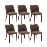 Garvee Esszimmerstühle 6er-Set, gepolstert mit PU-Kunstleder, Rückenlehne, Holzbeine, Braun - Braun