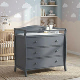 Garvee Wickelkommode mit 3 Schubladen, Baby Wickeltisch aus Kiefernholz und MDF mit abnehmbarer Wickelauflage, Sicherheitsgurt und Seitenschutz, Aufbewahrungskommode fürs Babyzimmer
