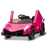 Garvee 12V Kinder Elektroauto Sportwagen, Kinderfahrzeug mit Flügeltüren, LED-Scheinwerfern, MP3-Funktion, Fernbedienung und 3 Geschwindigkeitsstufen, ab 3 Jahren - Rosa