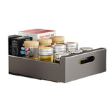 Garvee Ausziehbarer Schrankorganizer 25 × 43 × 9 cm, Kohlenstoffstahl, Vollauszug ohne Bohren für Küche & Bad, Grau, mit Stauraum, mit Ablage - Grau