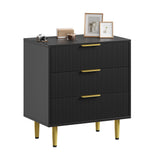 Garvee Kommode mit 3 Schubladen, modernes Rillendesign, Kippschutz, für Schlafzimmer und Wohnzimmer, grün - grün