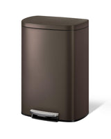 Garvee 49,2 L Metall Küchenmülleimer mit Deckel, Soft-Close, Braun, für Küche und Büro, Ergonomischer Griff, Trittmechanismus, pflegeleicht, rostbeständig - Braun