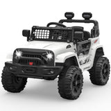 Garvee Kinder Elektroauto 12 V mit 2 × 35 W Doppelmotor, Eltern-Fernbedienung, Softstart, Federung, LED-Licht und Musik, Geländewagen für Kinder von 3–8 Jahren - Weiß