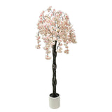 Garvee 6FT Künstlicher Kirschblütenbaum Doppelstamm PE Material Flexibel Formbar Für Wohnzimmer Büro Hochzeit Dekor Pink