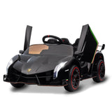 Garvee 12V Kinder Elektroauto Sportwagen, Kinderfahrzeug mit Flügeltüren, LED-Scheinwerfern, MP3-Funktion, Fernbedienung und 3 Geschwindigkeitsstufen, ab 3 Jahren - Schwarz