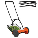 Garvee 34,5 cm Handrasenmäher mit 5-Messer-Spindel, verstellbarer Schnitthöhe, Grasfangkorb, ergonomischem Griff, leise, Orange - Orange