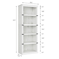 GARVEE Standregal, 5 Ebenen, 62 × 32 × 171 cm, MDF, Landhausstil, Weiß – für Wohnzimmer & Büro