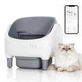 Garvee Automatische Katzentoilette Selbstreinigend mit App, 10,5 L Abfallbehälter, 7 Sicherheitssensoren, Open-Top Katzenklo mit Geruchskontrolle, 45 dB, für Katzen von 1,5–12,5 kg - Grau