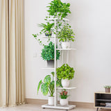 GARVEE Pflanzenständer aus Metall, 6-stufiges Blumenregal für 7 Blumentöpfe, Rostfrei und Platzsparend, Für Wohnzimmer, Balkon, Terrasse & Garten, Weiß - Weiß