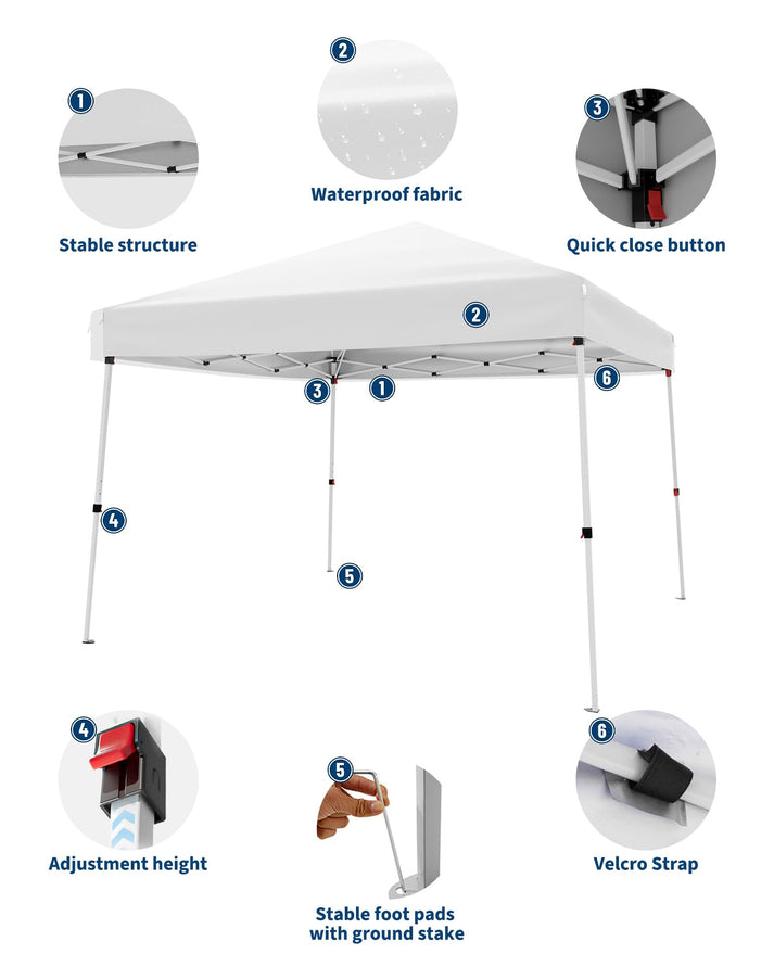 GARVEE 3 x 3 m Pop-up Pavillon mit höhenverstellbaren Beinen und Druckknopf