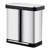 Garvee Mülleimer Küche 2 × 36L Mülltrennsystem Edelstahl Tretmülleimer Doppelfächer Berührungsfrei Geräuscharm Silber, mit Stauraum, mit Soft-Close
