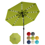 Garvee Solar-Sonnenschirm Ø 274 cm, LED, neigbar, Solarbeleuchtung, Polyester-Schirmdach, Grün - Grün