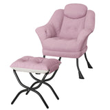 Garvee Relaxsessel mit Hocker aus Samt, bequemer Lesesessel mit Fußstütze, weiche Polsterung, Rosa, für Wohnzimmer & Schlafzimmer - Rosa