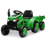 GARVEE 2-in-1 6V Kindertraktor mit Anhänger, 4,5-Ah-Akku, LED, Musik, MP3 und USB, bis 30 kg, 3–8 Jahre - Grün