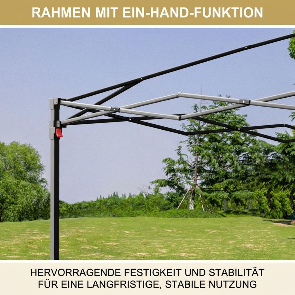 GARVEE 2,2 x 2,2 m Pop-Up Pavillon, Wasserdichtes Gartenpavillon mit UV-Schutz, Höhenverstellbar und Tragetasche, Ideal für Garten, Camping und Outdoor Events, Cremefarben