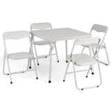 GARVEE Kinder Möbelset 5-teilig, Klappbarer Kindertisch mit 4 Gepolsterten Stühlen, Stabiler Metallrahmen, Platzsparend und Sicher für Spielzimmer, Kinderzimmer & Essbereich, Beige - Beige