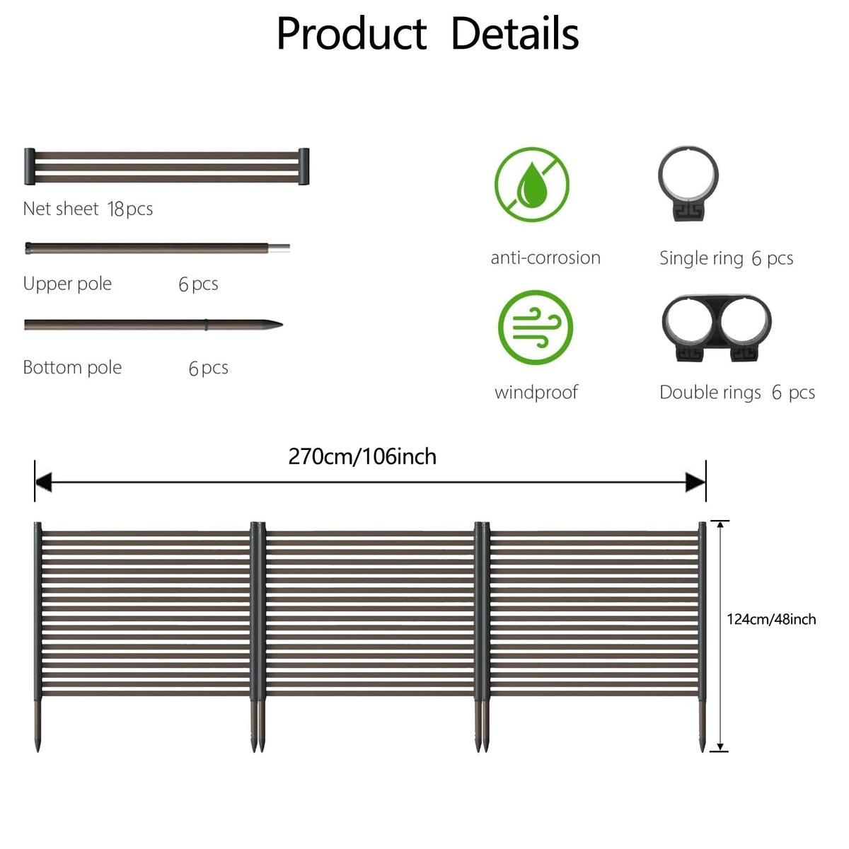 Lieferumfang und genaue Produktmaße 270cm × 124cm
