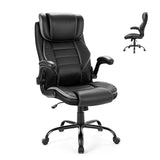 Garvee Ergonomischer Chefsessel aus Kunstleder, Bürostuhl mit Taschenfederkern, verstellbarer Kopfstütze, 90°–135° Liegefunktion, höhenverstellbar, bis 159 kg - Schwarz&Grau