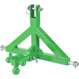 Garvee 3-Punkt-Anhängerkupplung Kat. 1 für Traktor, 50 mm Anhängeaufnahme, Bis 4.500 kg Zuglast, mit 3 Kugelköpfen (48/50/59 mm), Schwerlast-Stahl für Landwirtschaft & Hof, Grün - Grün