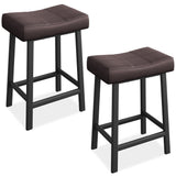 Garvee Barhocker 2er-Set, 61 cm, PU-Kunstleder, Gepolstert, Metallgestell für Kücheninsel & Bar, pflegeleicht, Braun - Braun