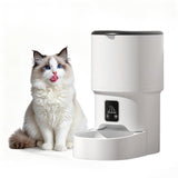 Garvee Automatischer Futterspender Katze & Hund, 4L Futterautomat mit Timer, bis zu 6 Mahlzeiten täglich, Portionskontrolle, Duale Stromversorgung, Frischhaltedeckel - Weiß