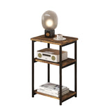 Garvee 3-Stufiger Beistelltisch Mit Metallrahmen Und Stauraum Für Wohnzimmer & Schlafzimmer, 15.75"L x 11.81"W x 23.62"H, Holz, Stabil, Kompakt - Braun