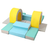 Garvee Schaumstoff Kletterset für Kleinkinder, 10-teiliges Softbausteine Set mit Rampen, Stufen und Bögen, weiche Kletterbausteine aus PU und Schaumstoff für Indoor-Spielzimmer, 1–3 Jahre - Gelb
