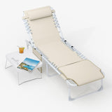 Garvee 3-in-1 Sonnenliege Mit Gesichtsausschnitt, 5-Fach Verstellbar, Textilene Stoff, Stahlrahmen Für Strand Und Garten, Komfortabel Und Stabil - Beige