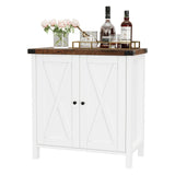 Garvee Küchenbuffetschrank Sideboard mit Türen Verstellbarem Regal Landhausstil für Küche Wohnzimmer Esszimmer Weiß, Weiß+Braun, mit Stauraum, mit Schubladen - Braun