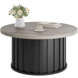 Garvee Runder Couchtisch Ø 81 cm, mit Ablage, MDF & Metall, Mid-Century, Schwarz, mit Stauraum - Schwarz
