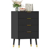 Garvee Kommode mit 5 Schubladen, stabile Metallbeine, für Schlafzimmer und Wohnzimmer, Schwarz - Schwarz