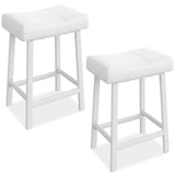 Garvee Barhocker 2er-Set, 61 cm, PU-Kunstleder, Gepolstert, Metallgestell für Kücheninsel & Bar, pflegeleicht, Weiß - Weiß