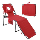 GARVEE Sonnenliege Klappbar, 5-Fach Verstellbar mit Gesichtsöffnung, Faltbare Gartenliege für Strand, Terrasse & Garten, Rot, 1er-Set - Rot