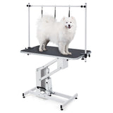 Garvee Hydraulischer Hundetrimmtisch 110 × 60 cm, höhenverstellbar 56–98 cm, bis 159 kg belastbar, mit rutschfester Pflegefläche, Z-Hubsystem und Haltebügel, für Hundesalon und Fellpflege