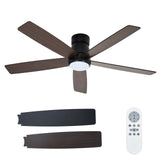 Garvee Deckenventilator 183 cm Mit Licht, Fernbedienung, DC Motor, LED, Matt Schwarz - Schwarz + Walnuss