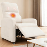 Garvee Elektrischer Relaxsessel 105–165° mit 4-Punkt-Massage und Heizfunktion, 2 Speicherpositionen, Fußstütze und Fernbedienung, bis 180 kg, für Wohnzimmer, Weiß - Weiß