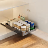 Garvee Ausziehbarer Schrank-Organizer 35 × 43 cm, Schubladen-Organizer mit praktischem Stauraum für Küche, Bad und Unterschrank, Schwarz - Schwarz