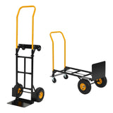 Garvee Faltbarer Transportwagen aus Stahl, 4 Pannensichere Räder, 318–360 kg, Lager & Garten, Orange - Schwarz+Orange