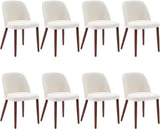 Garvee Esszimmerstühle 8er-Set, mit Rückenlehne, gepolstert, rutschfest, Gummiholz & Leinen, Industrie-Stil, Beige - Beige